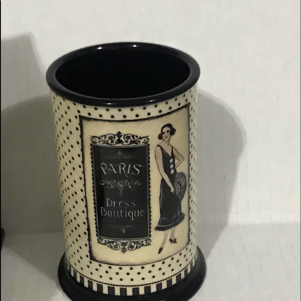 Kim Polson dresser set tissue holder and two jars